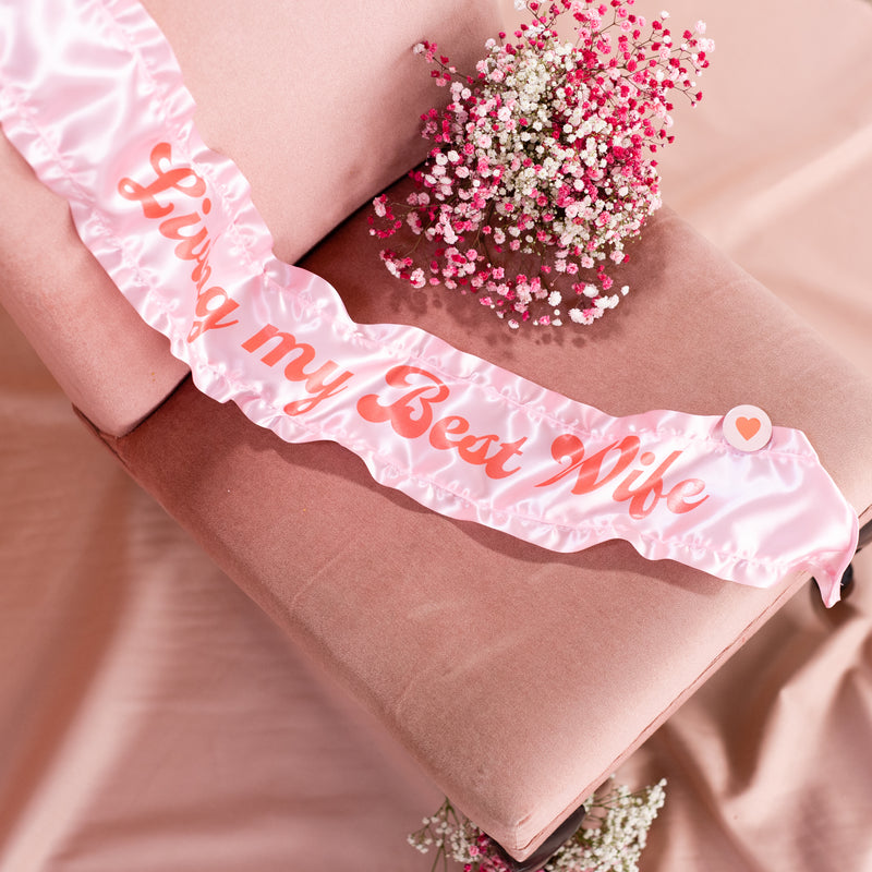 Personalised 'Just Married' Ruffle Retro Style Hen Sash By Oh Squirrel
