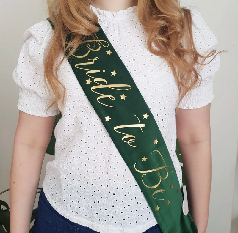 Green Velvet Hen Party Sash - Personalisation available
