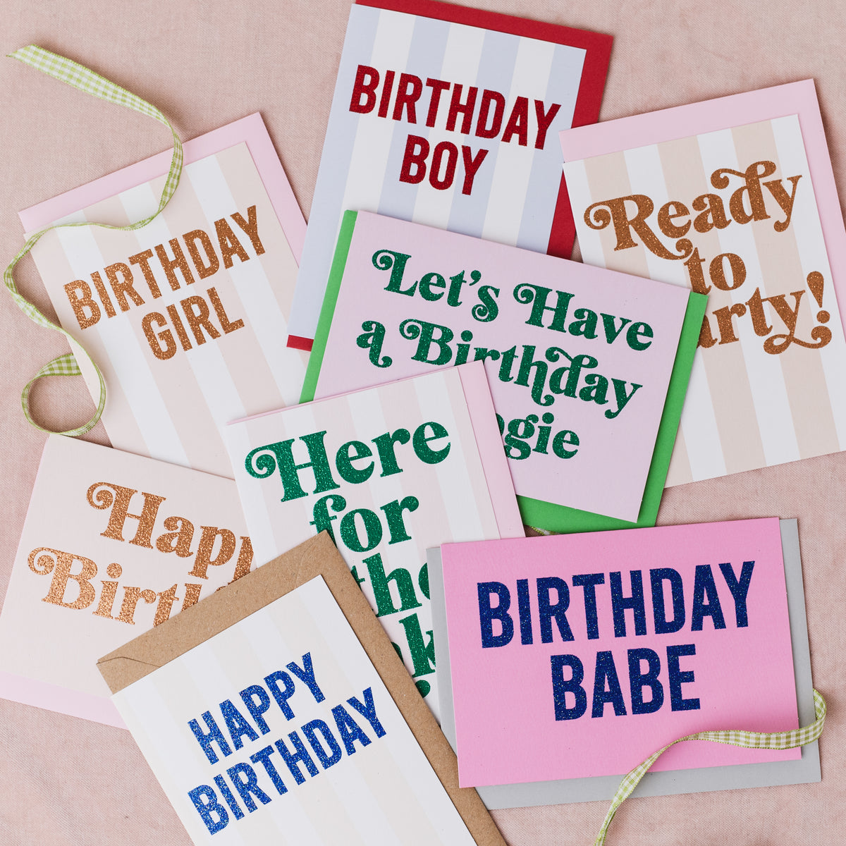 Set of 8 Birthday Glitter Cards