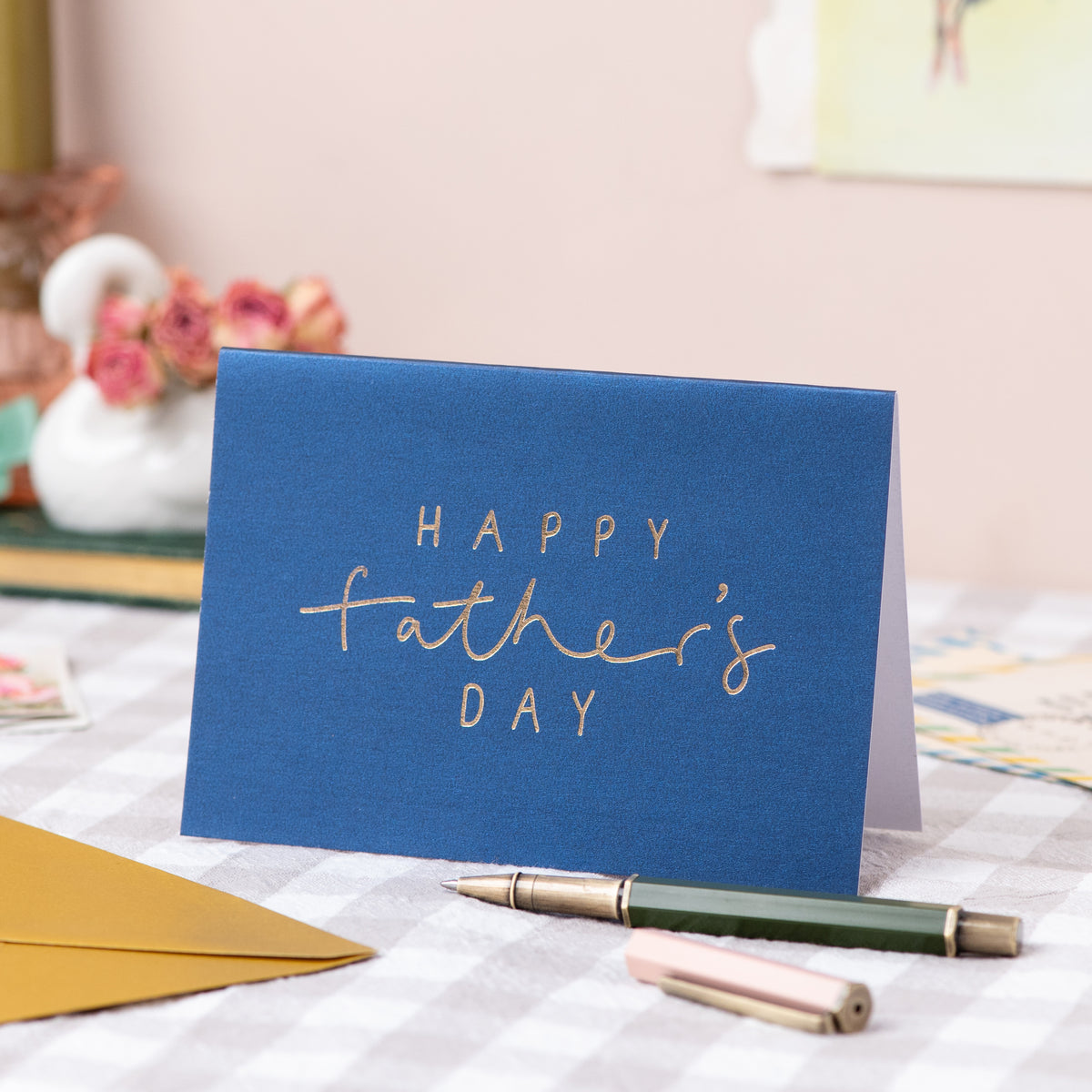 'Happy Father's Day' Metallic Navy Gold Foil Card