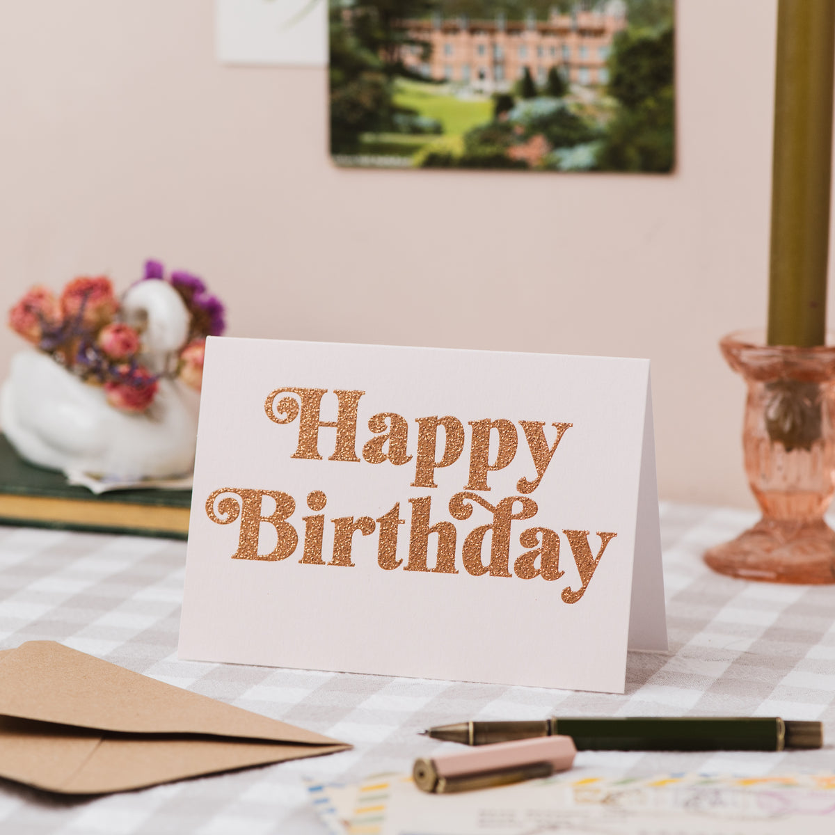 'Happy Birthday' Greetings Card - Biodegradable Glitter