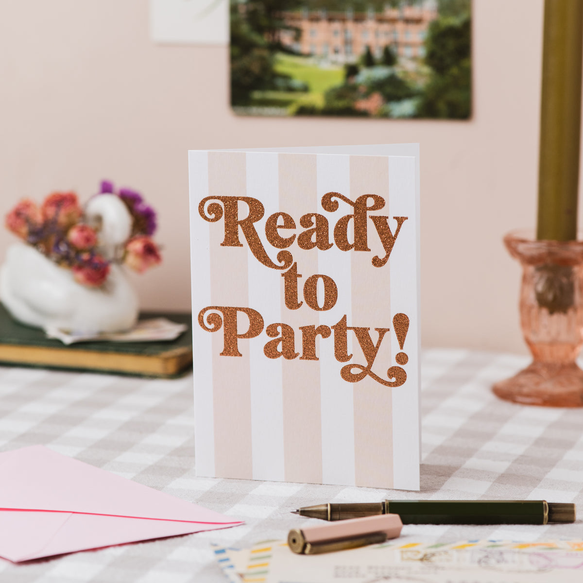 'Ready to Party' Birthday or Wedding Card - Biodegradable Glitter