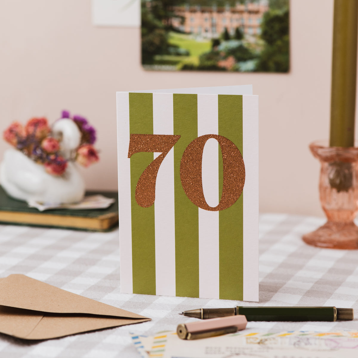 Age 70 Greetings Card - Biodegradable Glitter