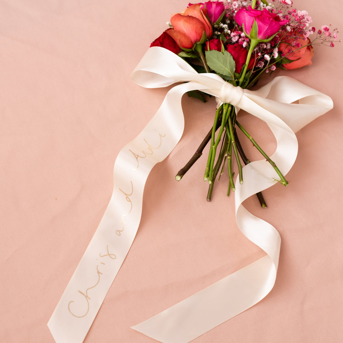 Personalised Bouquet Ribbon - Gold Lettering / Placement Print – Oh Squirrel