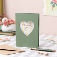 'Thank You' Green Cut Out Heart Card