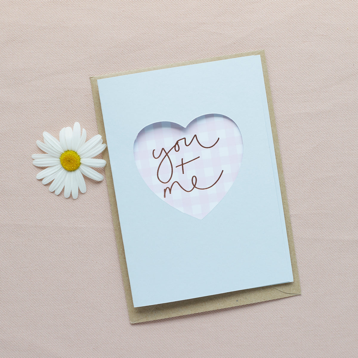 'You + Me' Blue Cut Out Heart Card