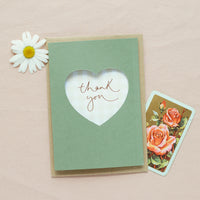 'Thank You' Green Cut Out Heart Card