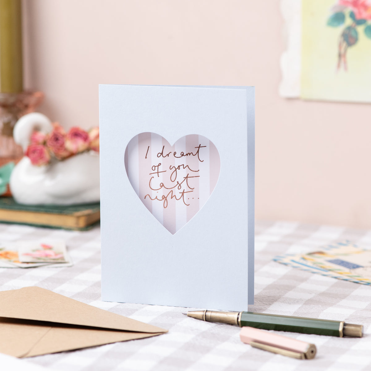 'I Dreamt About You Last Night...' Blue Cut Out Heart Card