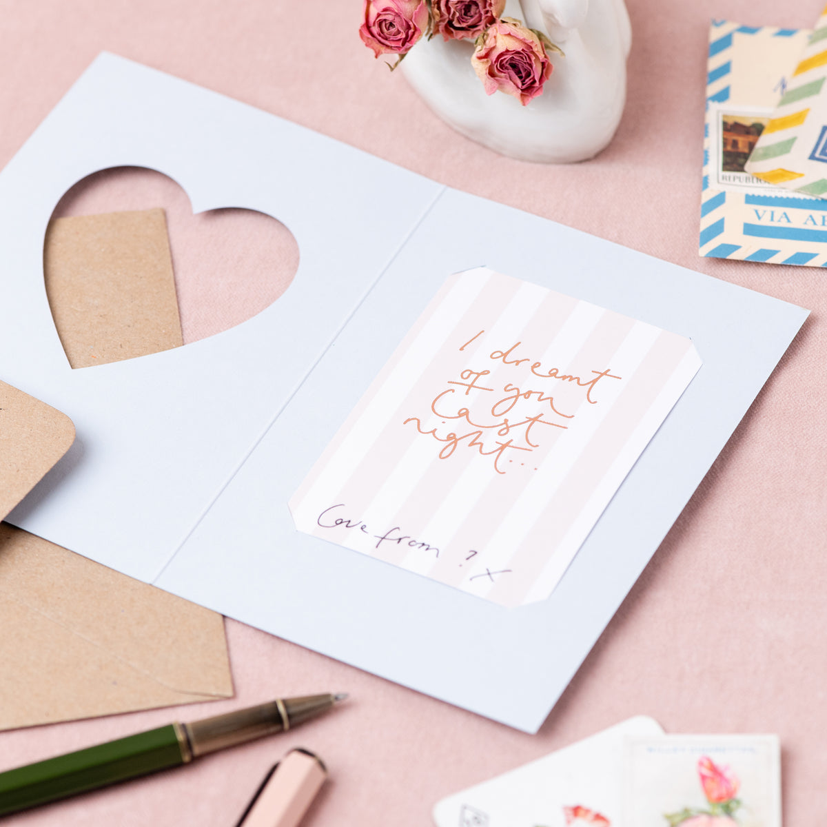 'I Dreamt About You Last Night...' Blue Cut Out Heart Card