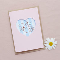 Swan Pink Cut Out Heart Card