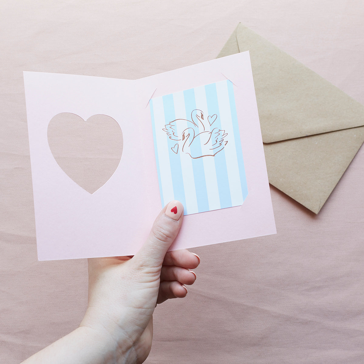 'You + Me' Blue Cut Out Heart Card