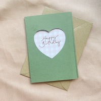 'Happy Birthday' Green Cut Out Heart Card