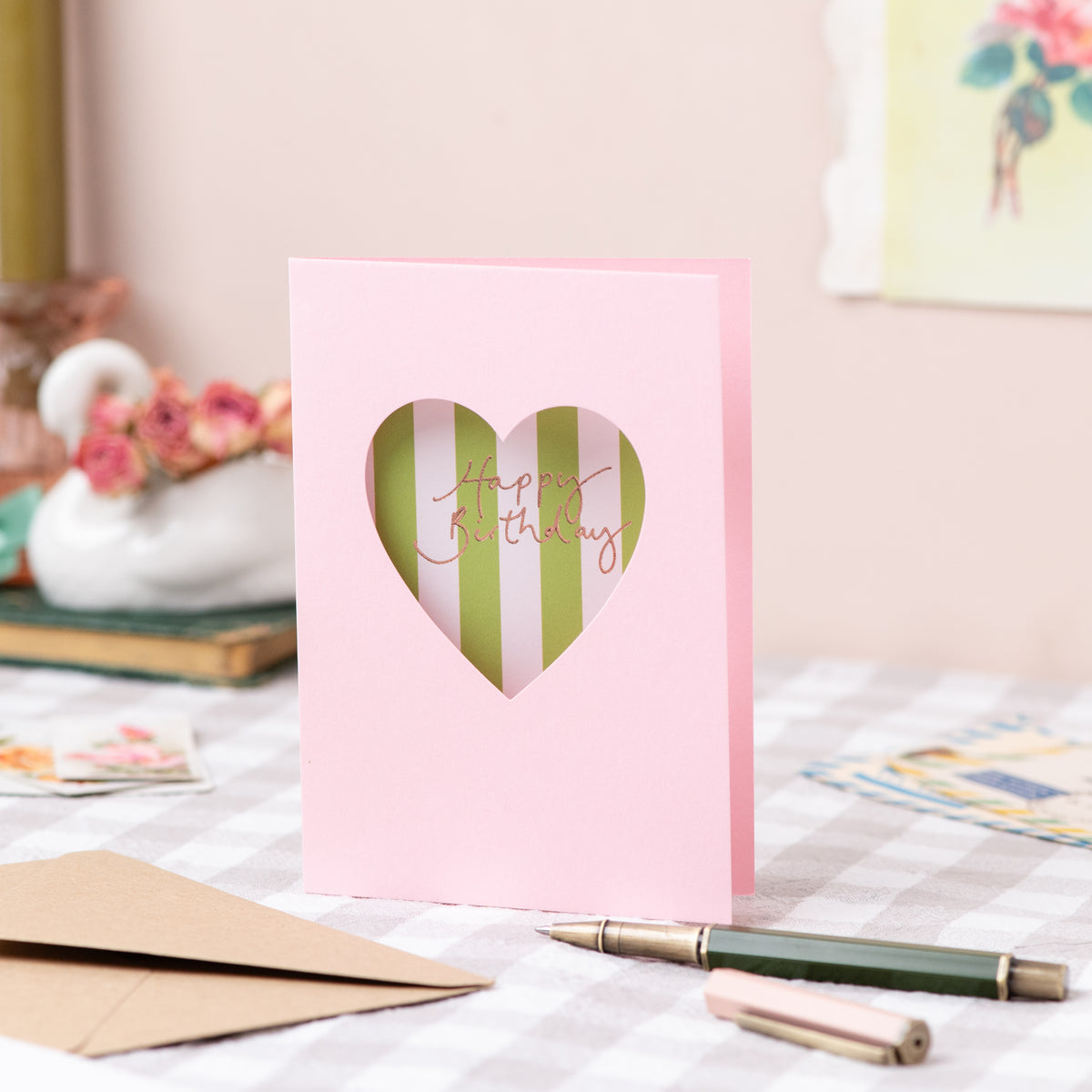 'Happy Birthday' Pink Cut Out Heart Card