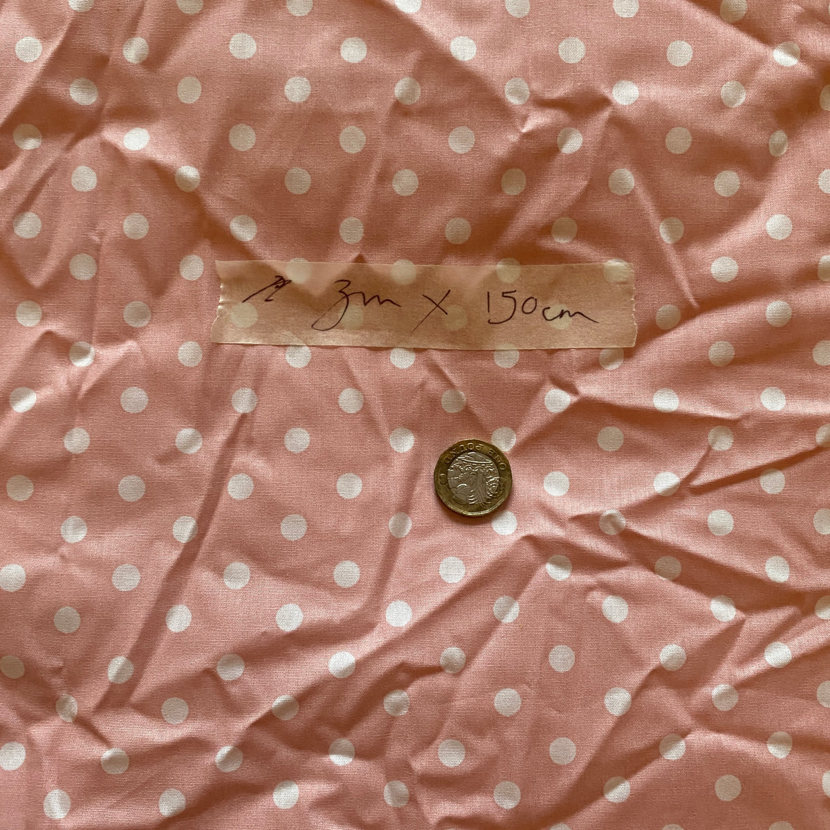 SAMPLE SALE - 3m pink polka dot cotton