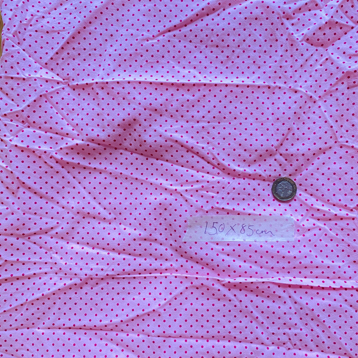 SAMPLE SALE - 1.5m Pink + Red Spot Fabric