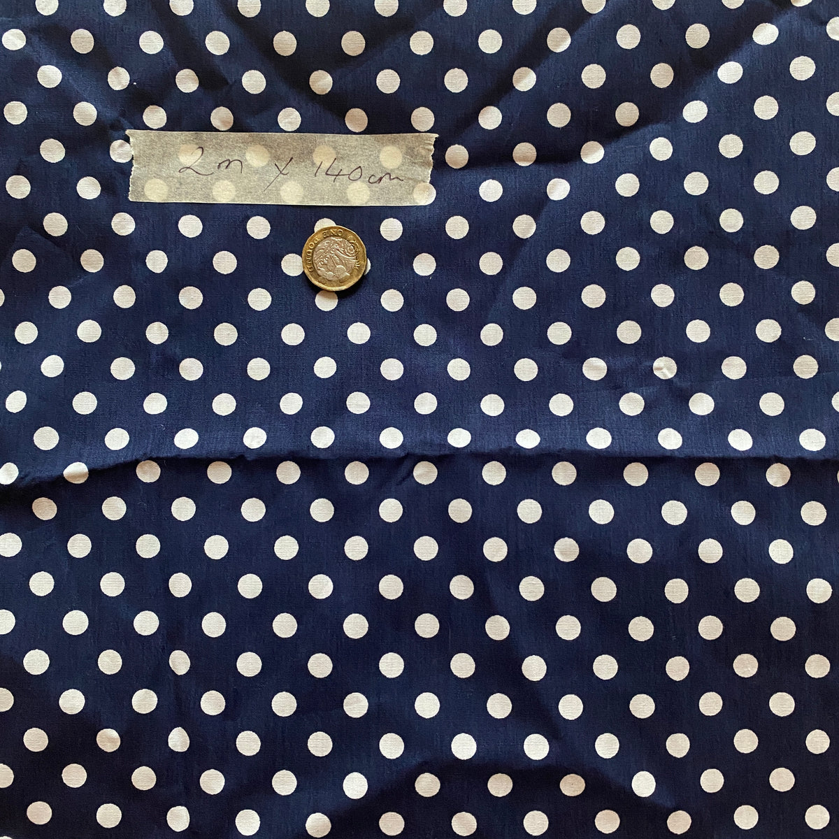 SAMPLE SALE - 2m Navy Polka Dot Fabric