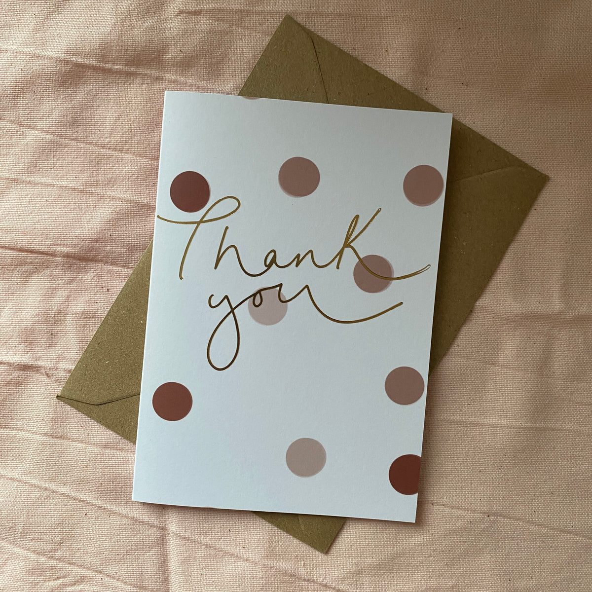 Sample Sale - 'Thank You' Brown Dot - old cardstock