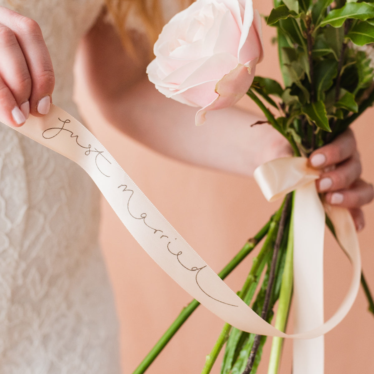 Long Loose Bow - Personalised in Handwriting with your Own Words - Narrow Ribbon