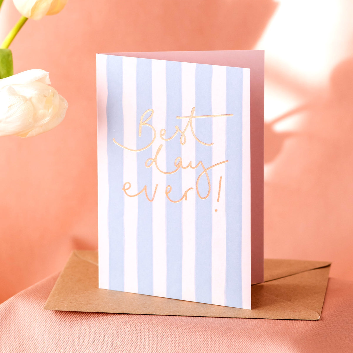 Sample Sale - 'Best Day Ever' Blue Stripe - old cardstock