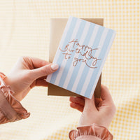 'Happy Birthday to You’ Blue Stripe + Gold Foil Card