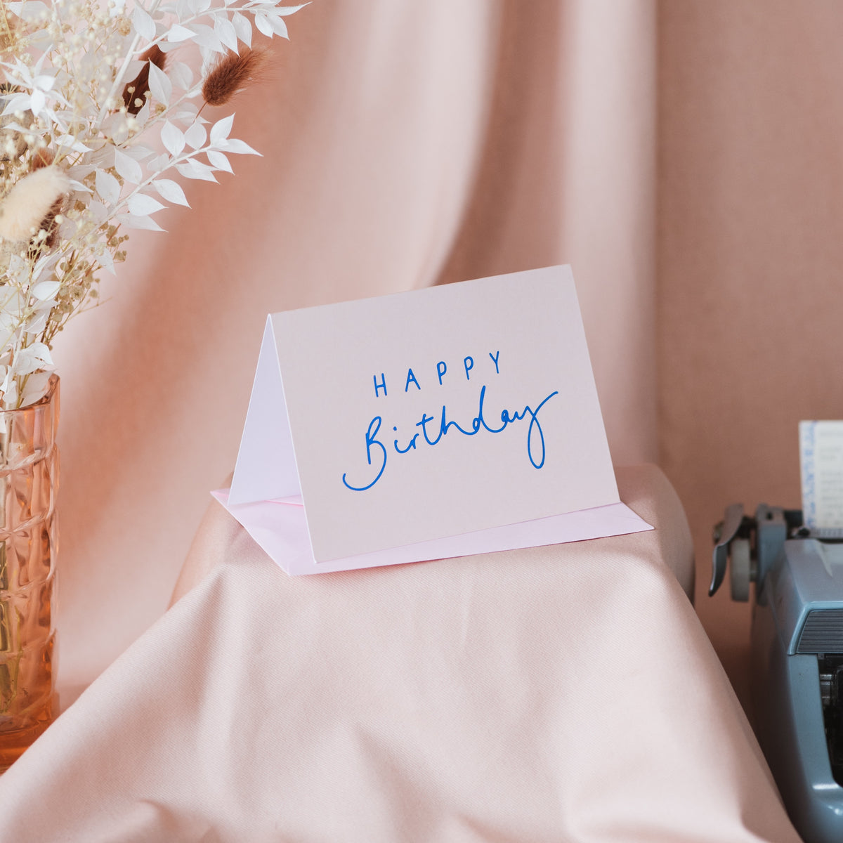 'Happy Birthday' Metallic Pink + Blue Foil Birthday Card