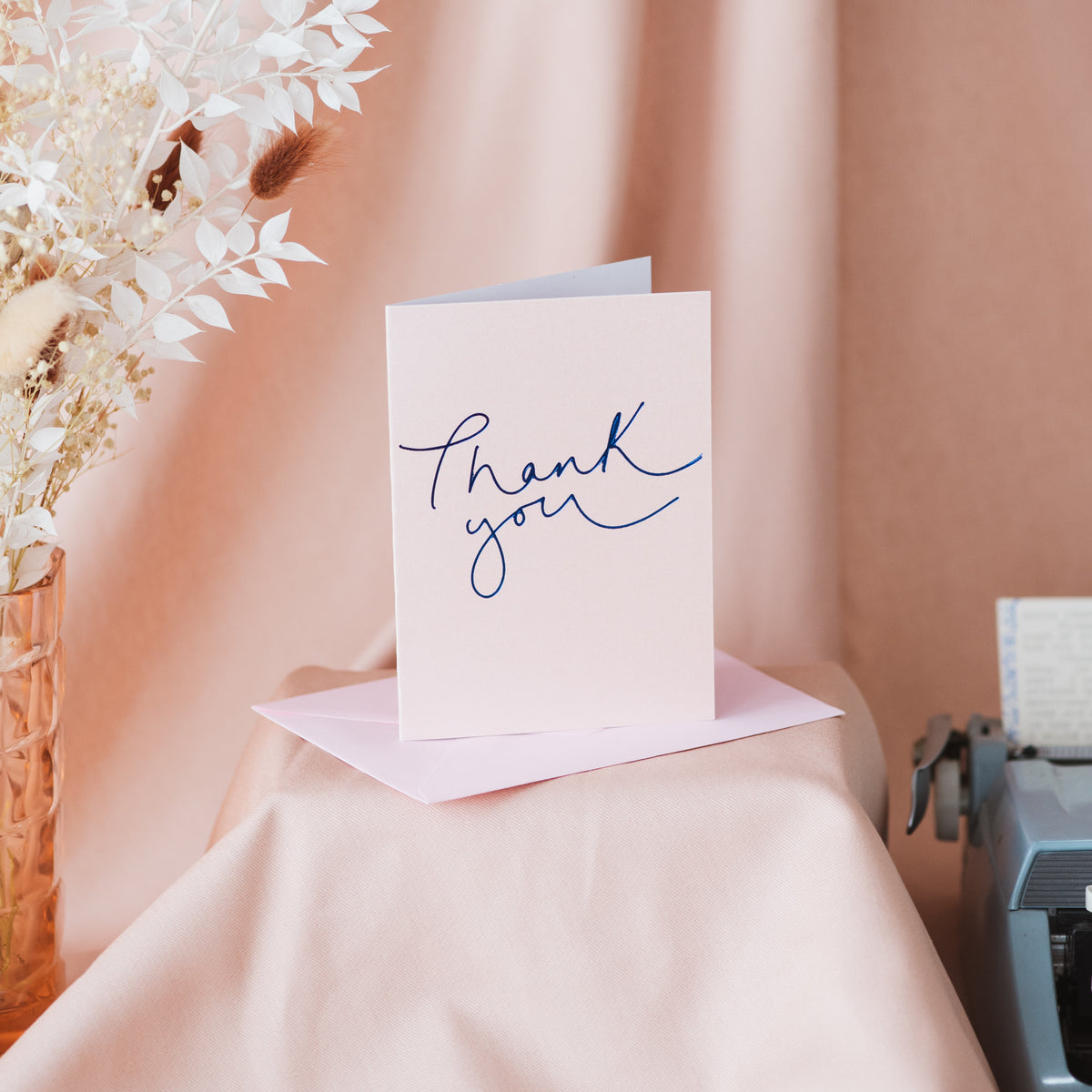 'Thank You' Metallic Pink and Navy Foil Card