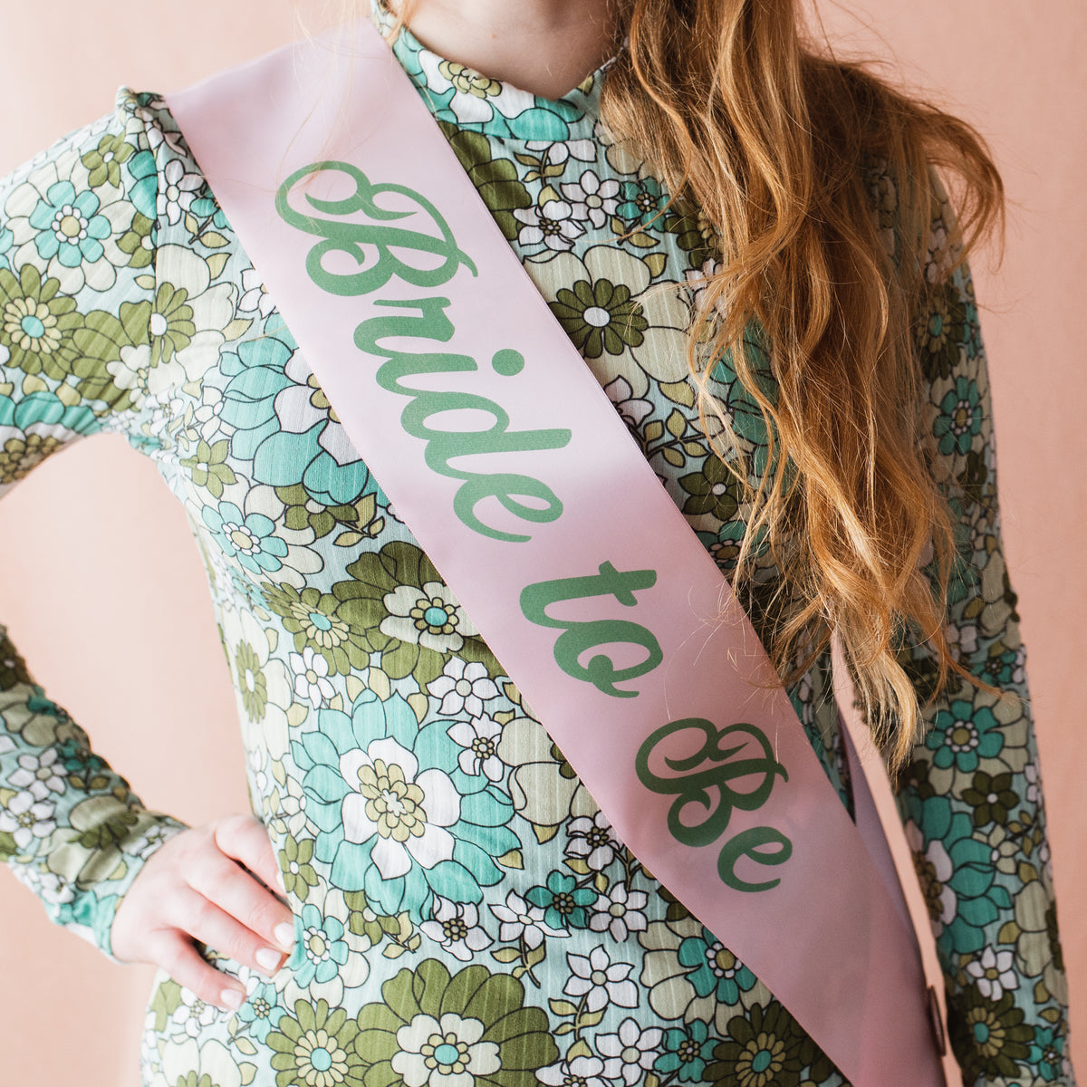 Pink + Green Retro Font Hen Do Sash - Can Be Personalised