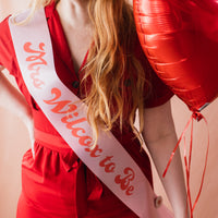 Pink + Red Retro Font Hen Do Sash - Can Be Personalised