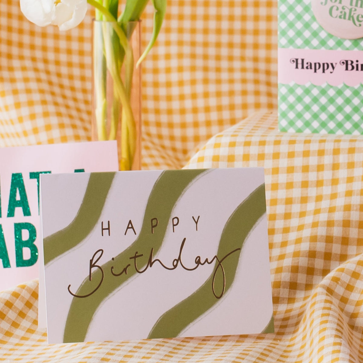'Happy Birthday' Green Wiggle Gold Foil Card