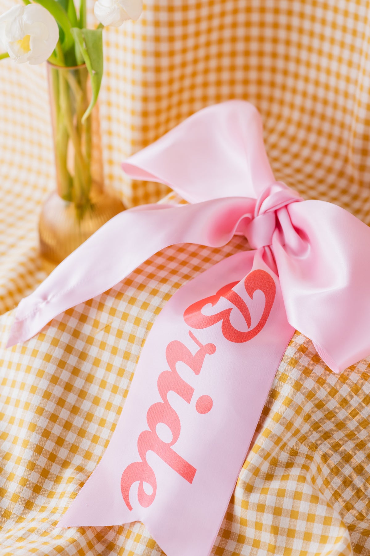 Retro Font Super Size Personalised Hen Party Bow Brooch