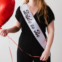 Fancy Font 'Bride to Be' Black Lettering Hen Party Sash - Choice of Colours