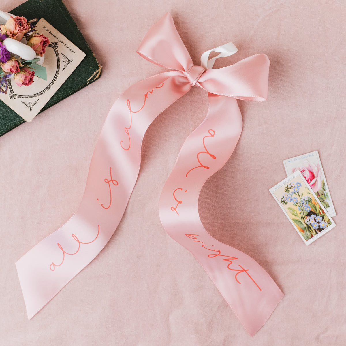 'All is calm, All is bright' Pink and Red Large Decorative Bow