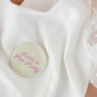 Stripe Retro Signwriter Style Lettering Personalised Hen Party Badges