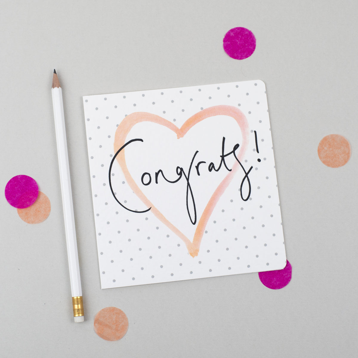 'Congrats!' Polka Dot Heart Card