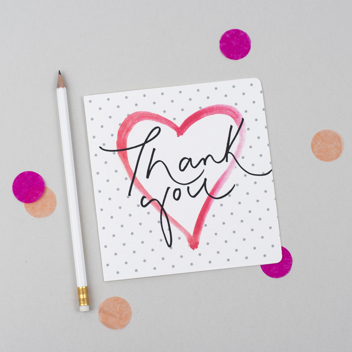 'Thank You' Polka Dot Heart Card