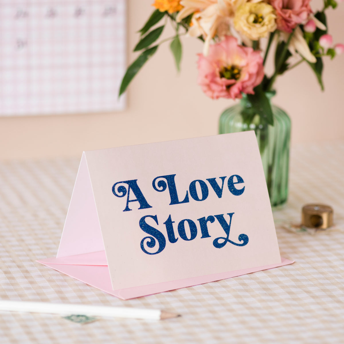 'A Love Story' Greetings Card - Biodegradable Glitter