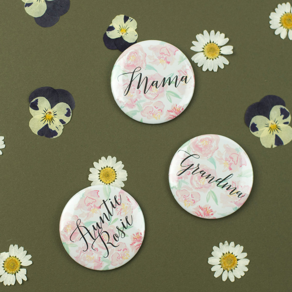 Personalised Peony Baby Shower Badges