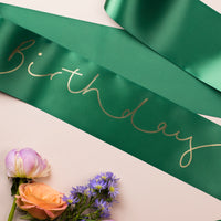 'Birthday Girl' Gold Foil Hand Lettered Party Sash - Choice of Colours