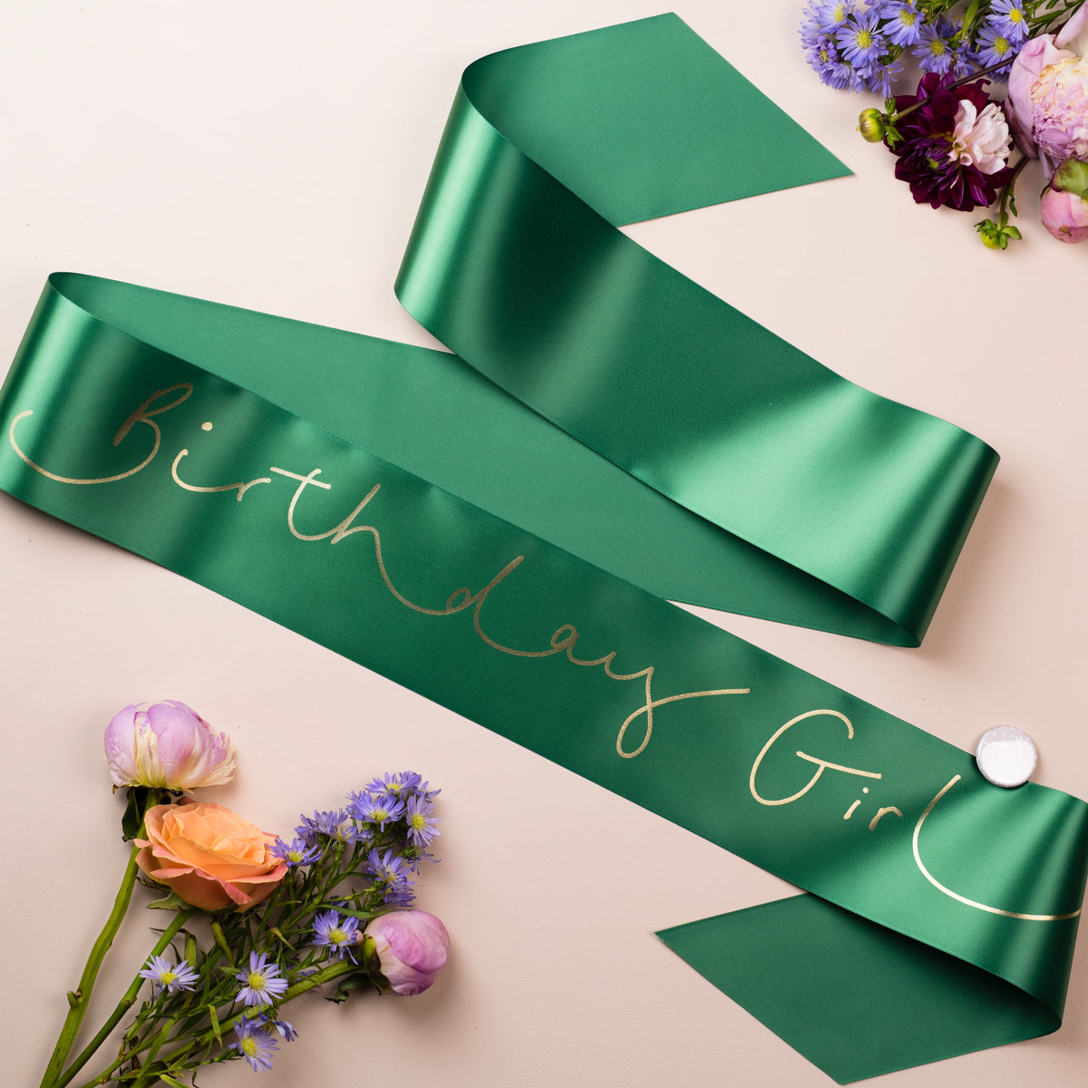'Birthday Girl' Gold Foil Hand Lettered Party Sash - Choice of Colours