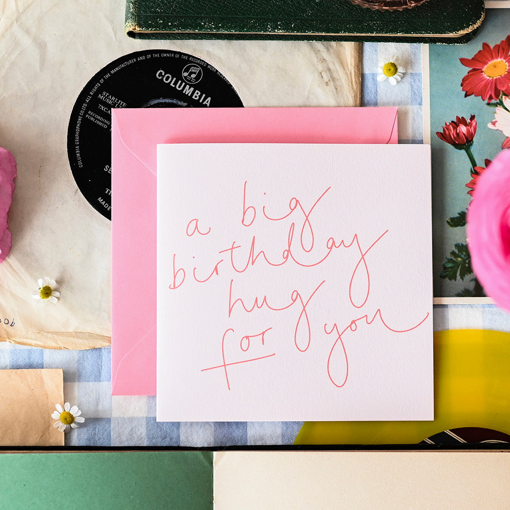 'A big birthday hug for you' Pastel Cheer Greetings Card