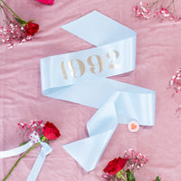 Elegant Font Metallic Birth Year Birthday Sash - Choose the year + colour for your sash