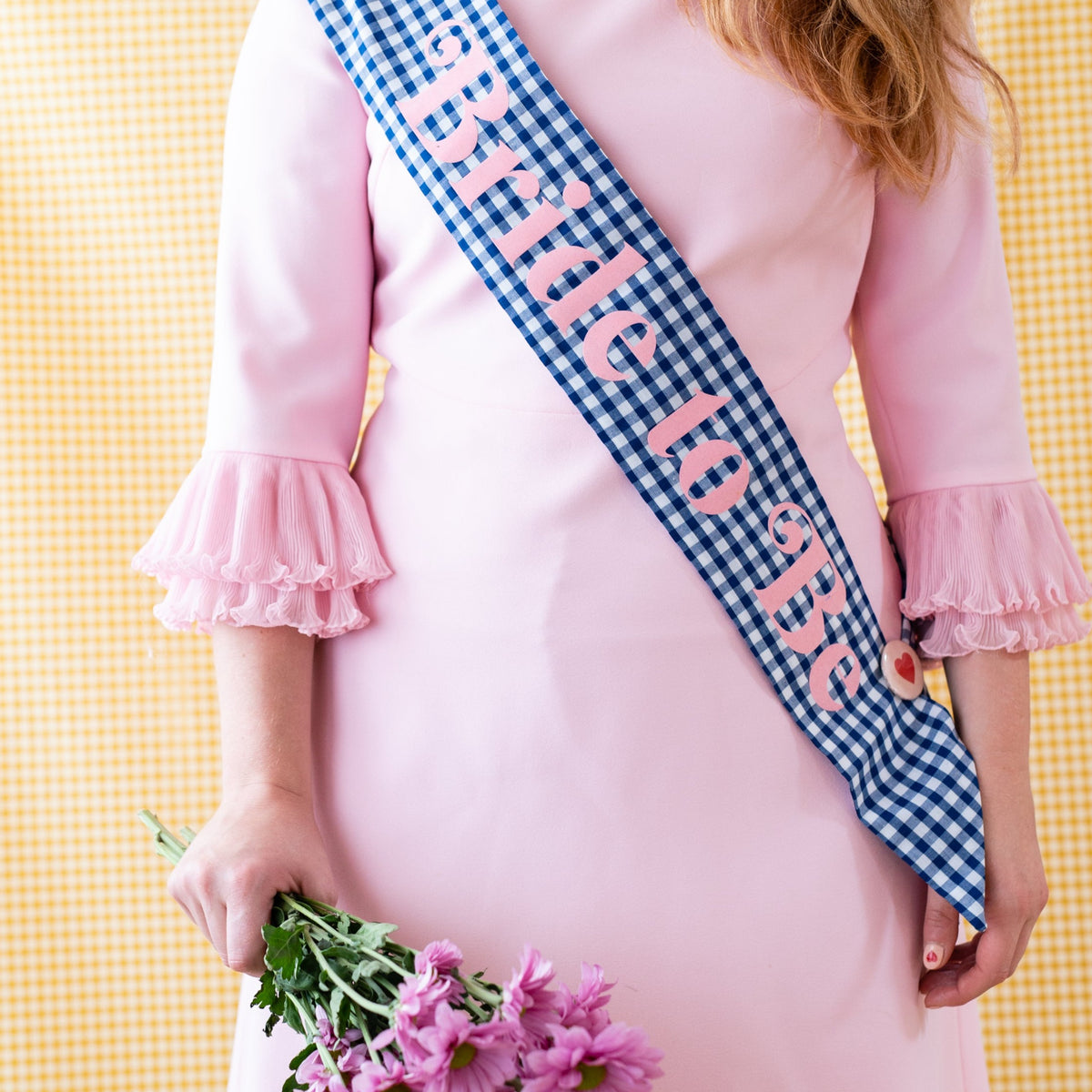 Limited Edition Blue Gingham + Pink 'Bride to Be' Hen Party Sash