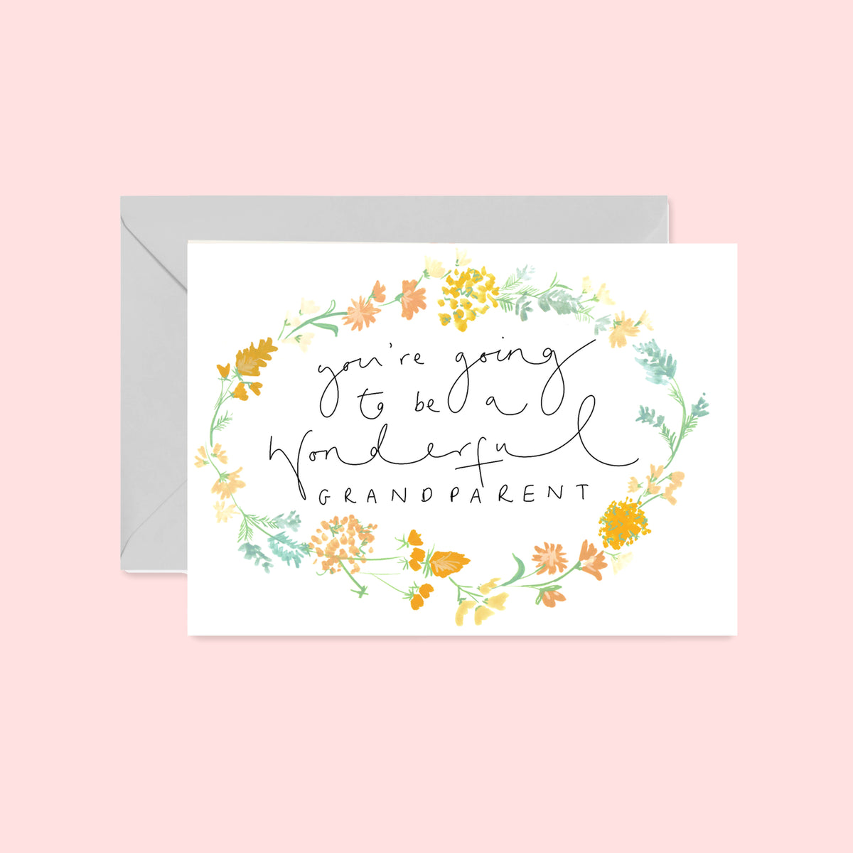 'You're Going To Be Wonderful Grandparents / Grandparent' Floral New Baby Card