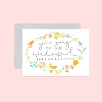 'You're Going To Be Wonderful Grandparents / Grandparent' Floral New Baby Card