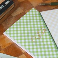 Pair of Gingham Notebooks - Green + Peach