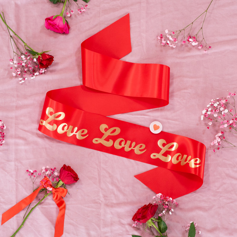 Fancy Font 'Love Love Love' Gold Foil Hen Party Sash - Choice of Colours