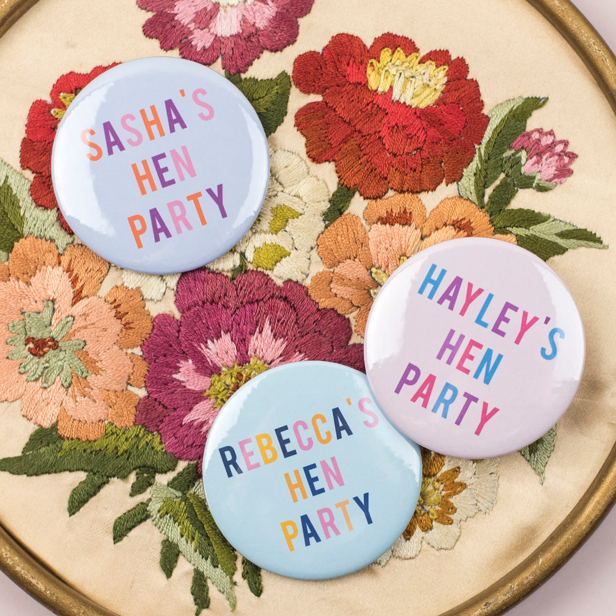 Semi-Personalised Bold + Bright Hen Party Badges
