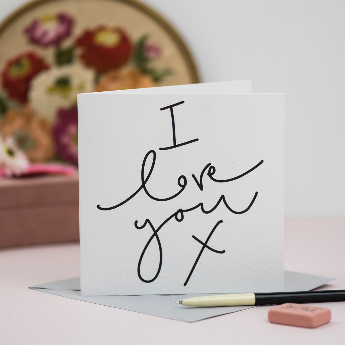 'I Love You X' Hand Lettered Card