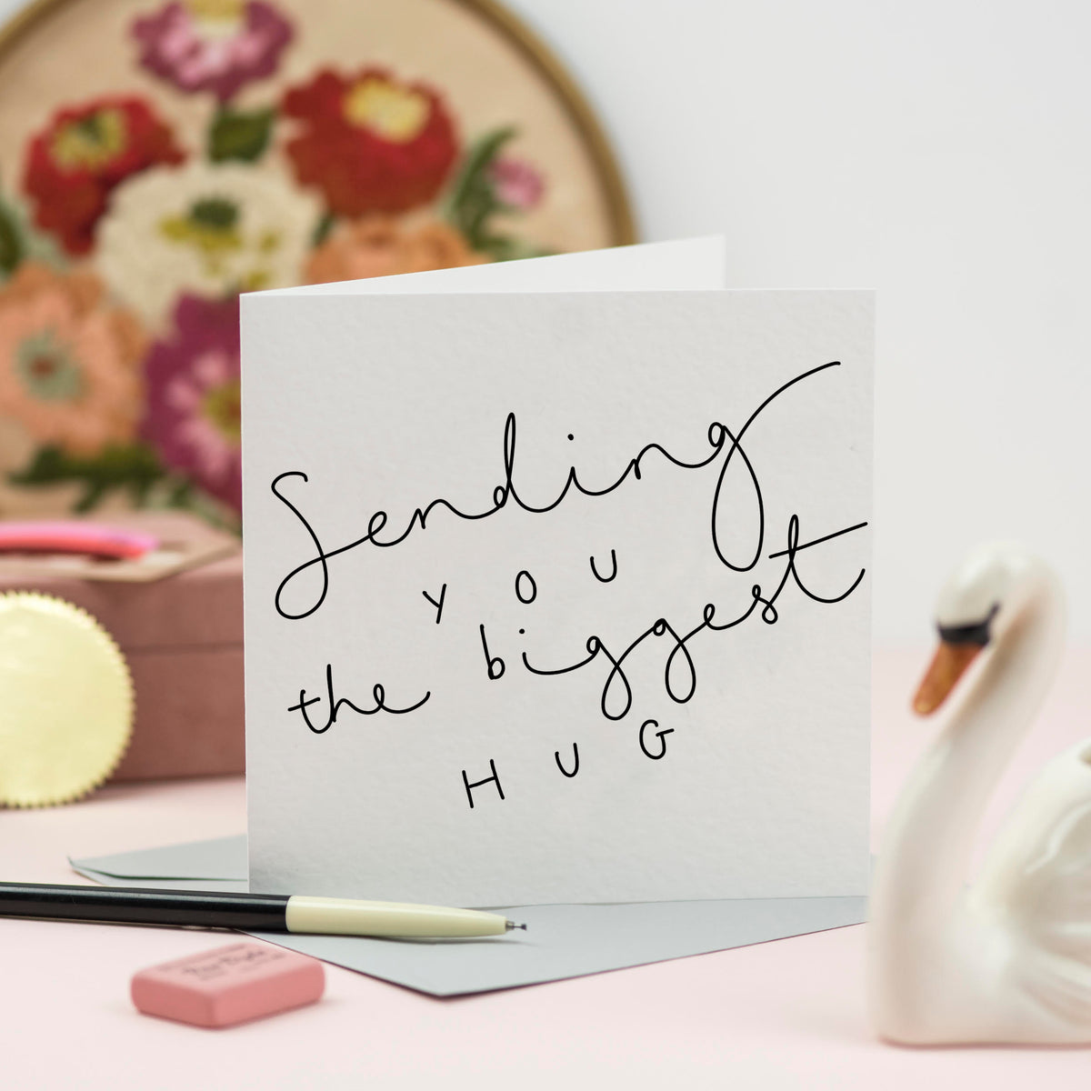 'Sending you the Biggest Hug' Hand Lettered Card