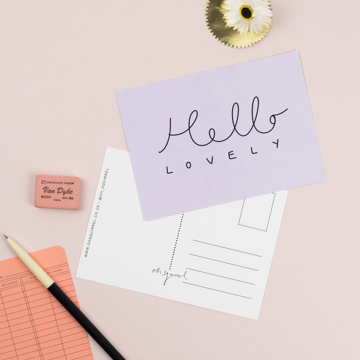 SALE 'Hello Lovely' Hand Lettered Postcard